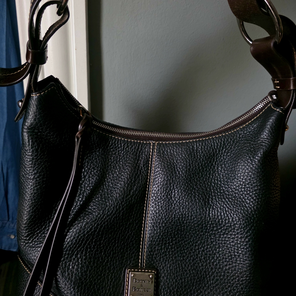 Dooney & Bourke Black Pebbled Leather Hobo Bag